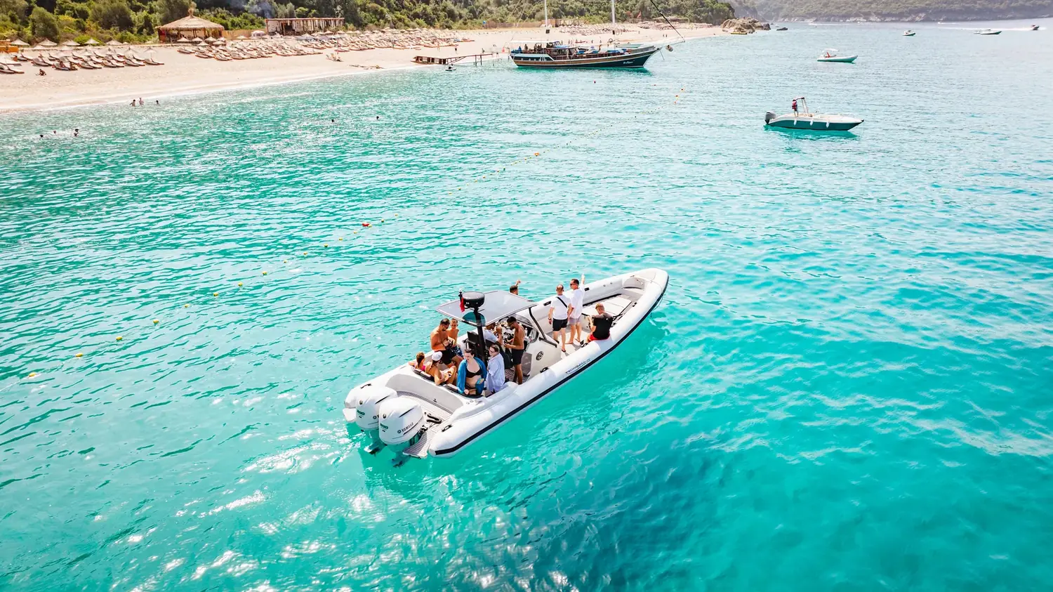 Coming in to the sand — stop on the Private Ksamil boat tour from Saranda