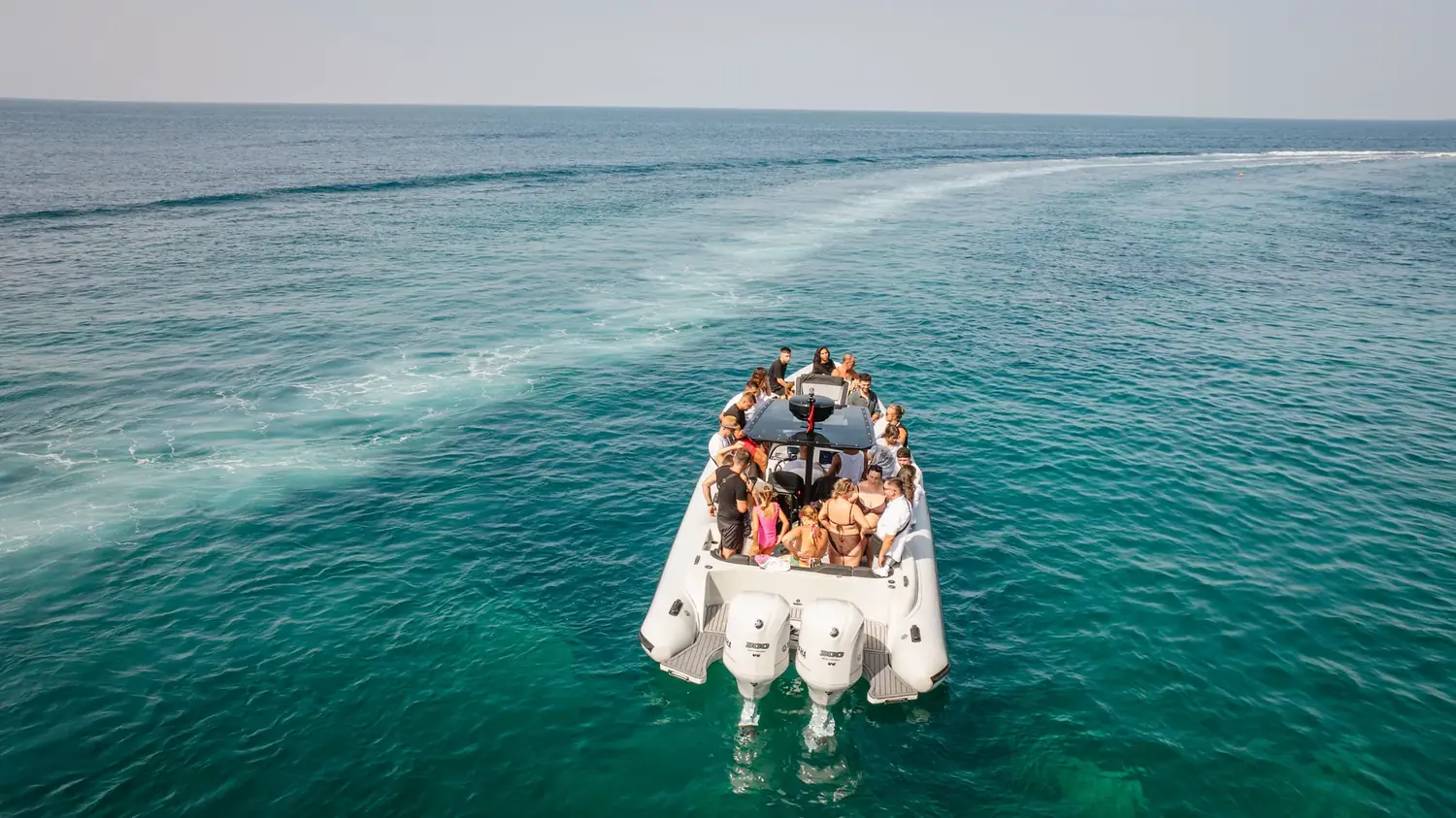 Out on the open water — stop on the Sunset Private boat tour from Saranda